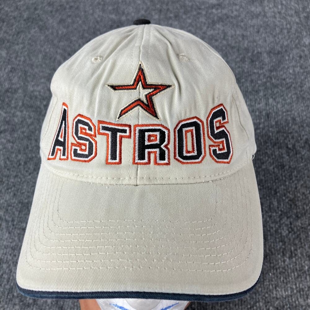 Astros Baseball Cap Beige One Size Embroidered Adjustable MLB Hat Vintage